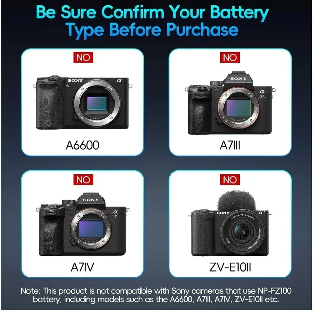 Artman NP-FW50 Battery 3-Pack and‎ Upgraded 3-Slot ZV-E10 Battery LCD Charger